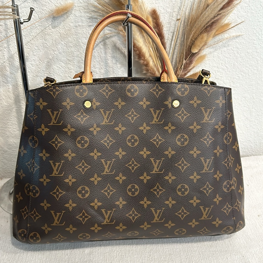 Authentic Louis Vuitton Montaigne Handbag Monogram Canvas GM Brown+ COA - Picture 5 of 16